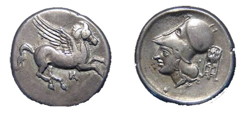 greek coins - pegasus and bellerophon ancient coins